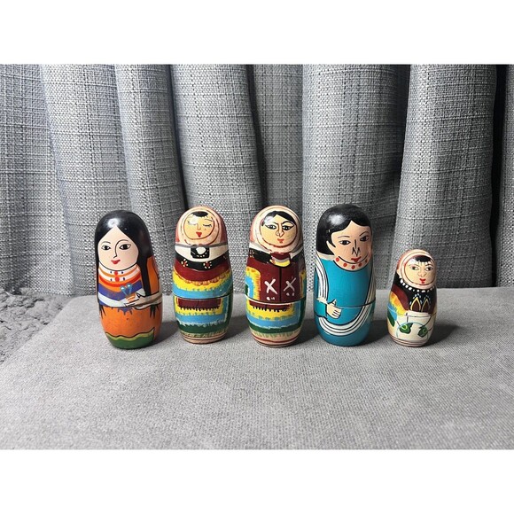 Russian Nesting Dolls Lot Women Man Chef Handpainted Mixed - Picture 9 of 16